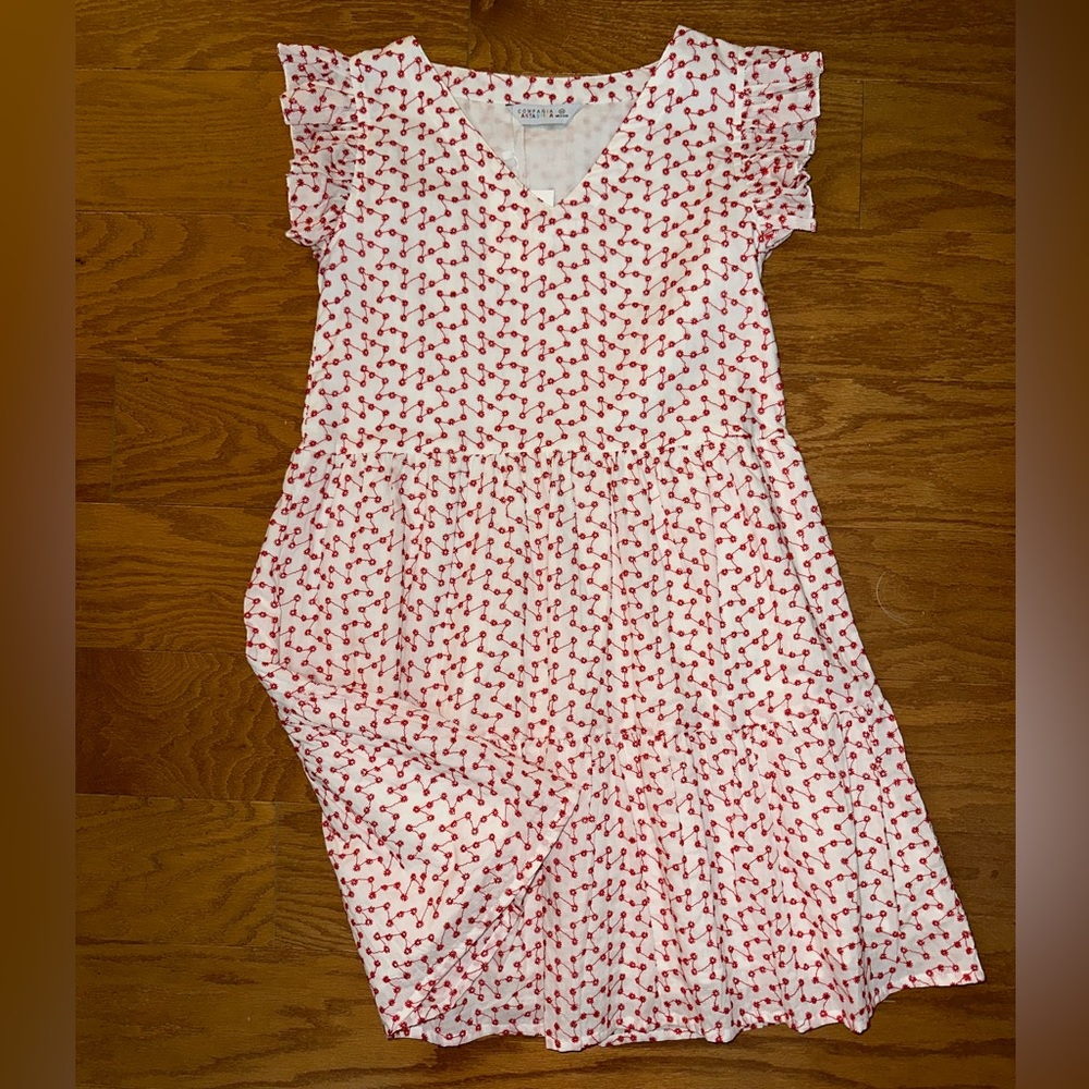 NWT Compania Fantastica floral geometric pattern eyelet dress 💯 cotton dress